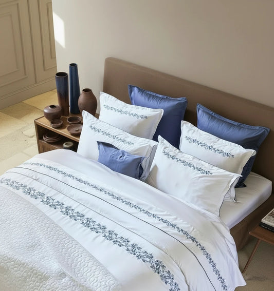 Mirabeu Embroidered Satin Duvet Cover – Premium Cotton Satin