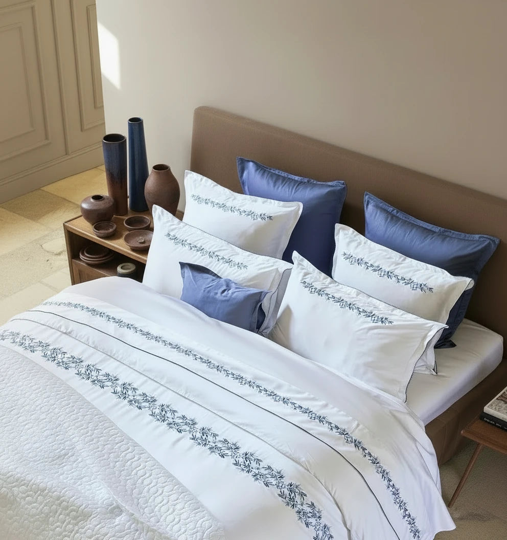 Mirabeu Embroidered Satin Duvet Cover – Premium Cotton Satin