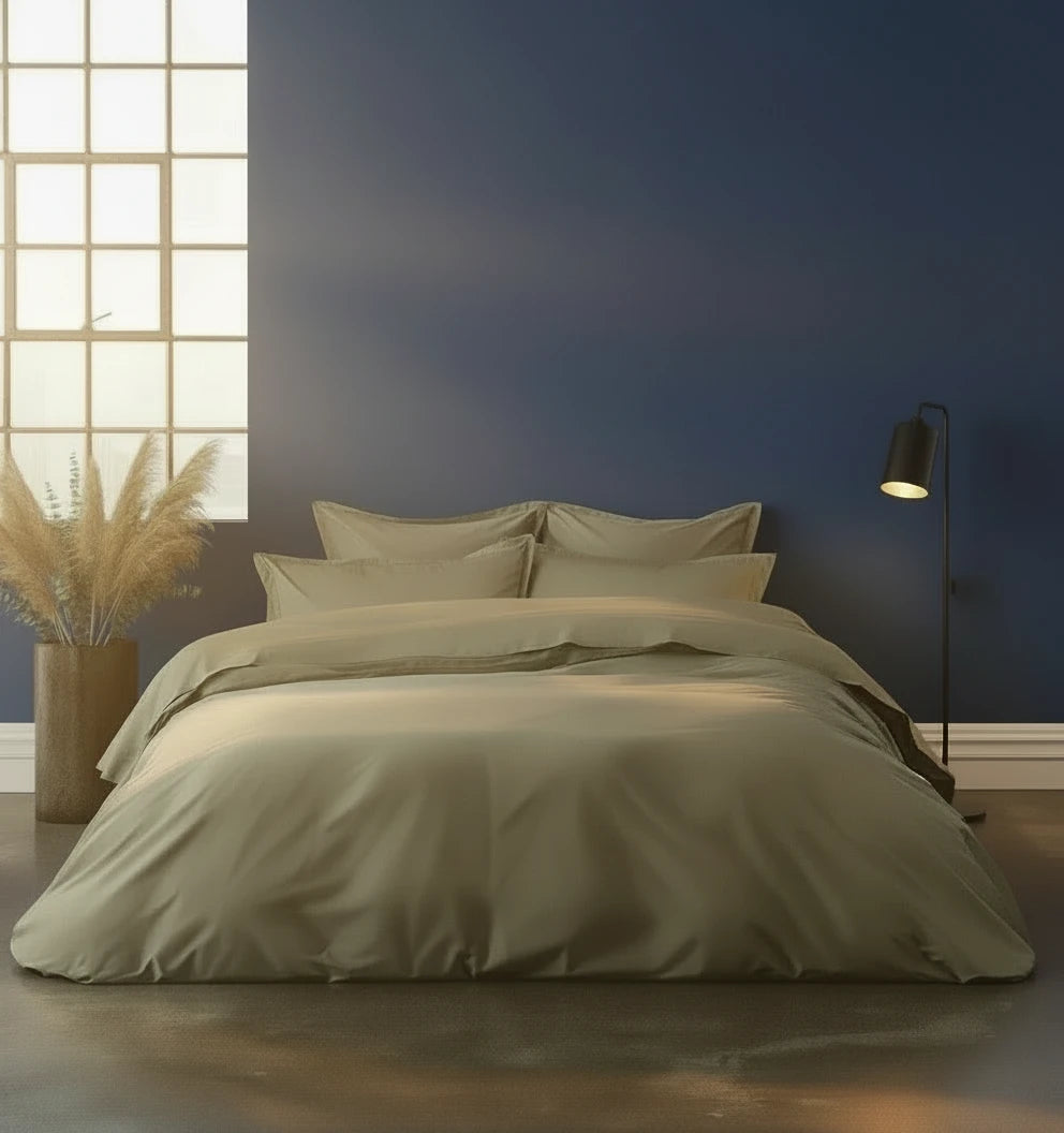 Teophile Khaki Satin Duvet Cover – Premium Cotton Satin