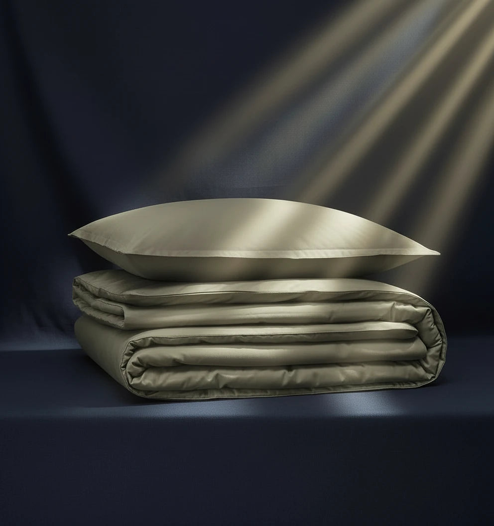 Teophile Khaki Satin Duvet Cover – Premium Cotton Satin