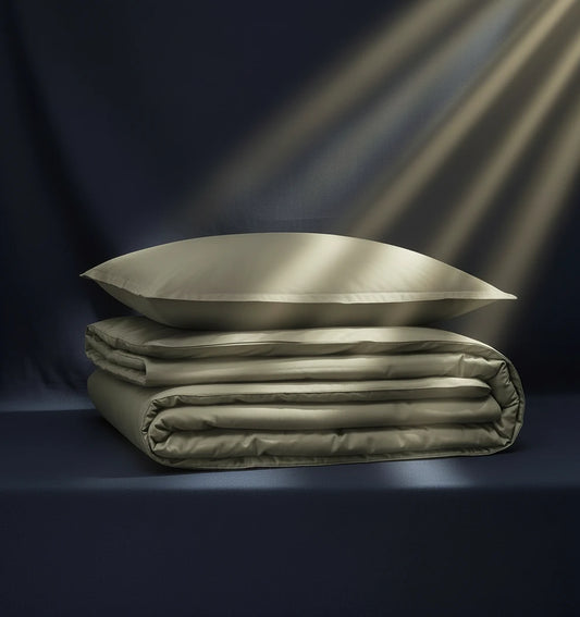 Teophile Khaki Satin Duvet Cover – Premium Cotton Satin