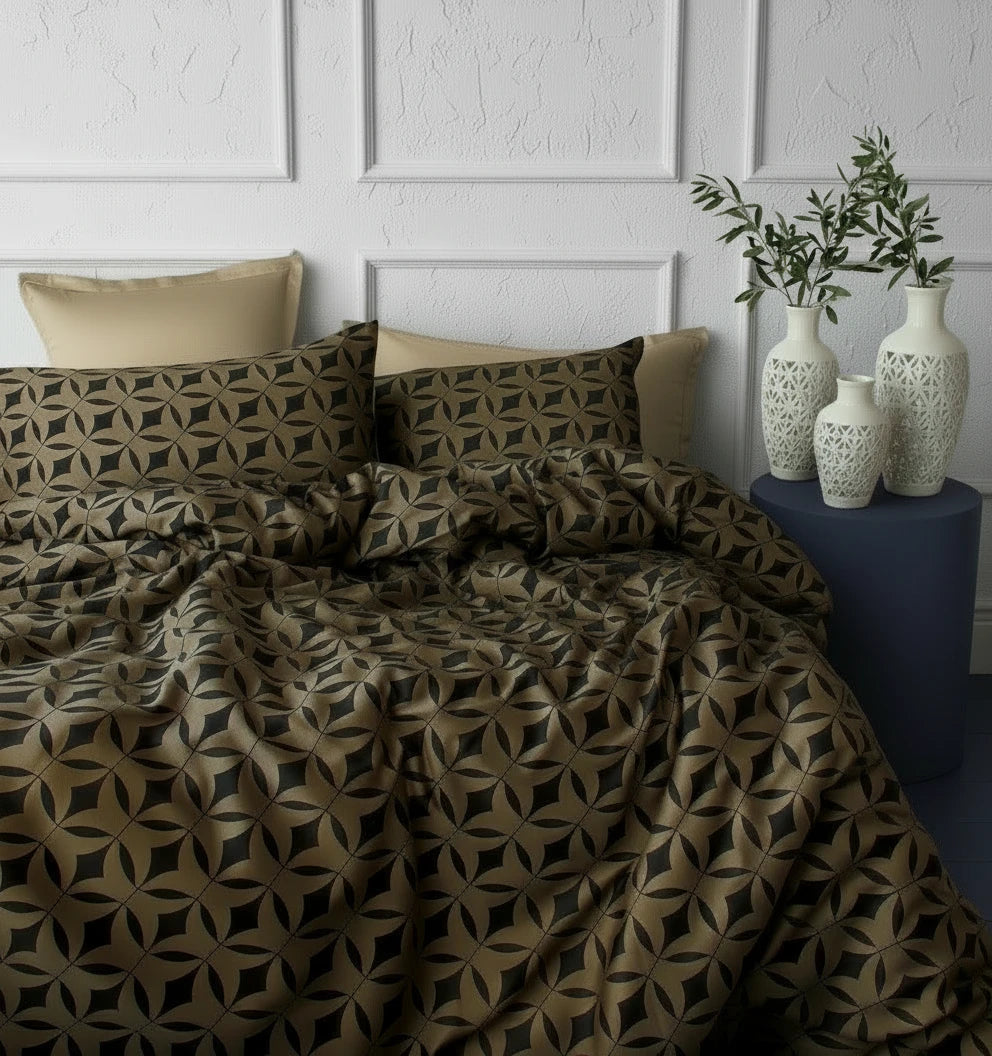 Mondo Gold Satin Bedding Set – Premium Cotton Satin Bed Linen